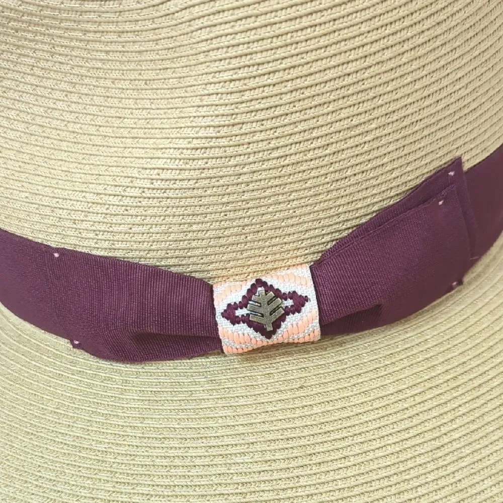 Coolibar Tan Sun Hat with Purple Band